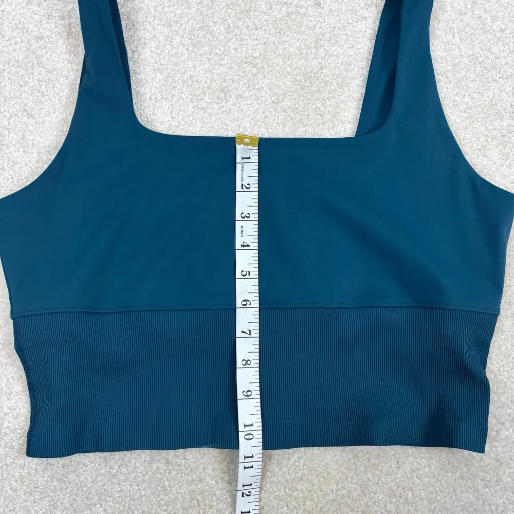 TravisMathew MoveKnit Sports Bra‎ Reflecting Pond Blue Square Neck Ribbed XL NWT